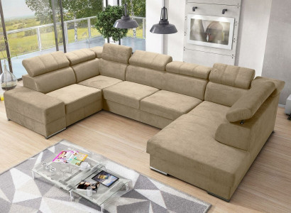 U-shaped sectional sofa couch textile sofas design living landscape with bed function fabric